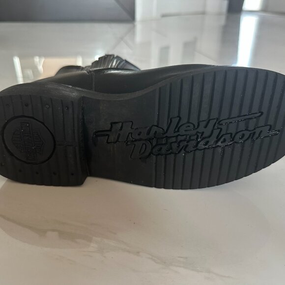 AUTHENTIC HARLEY DAVIDSON MEN'S BLACK LEATHER ANKLE RIDING BOOTS (SIZE 8) - Picture 5 of 6